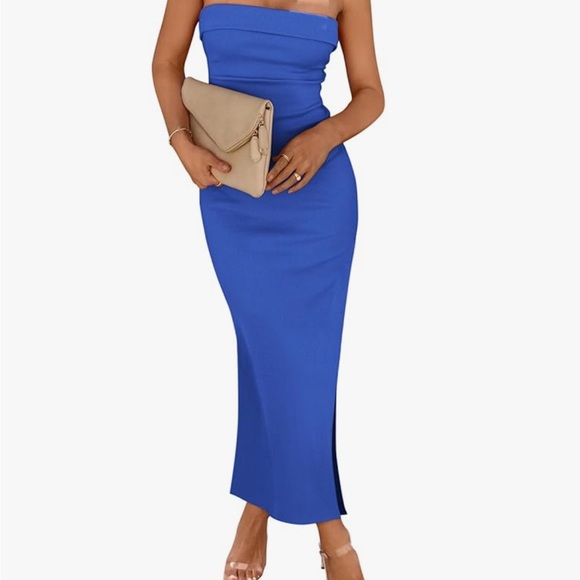 Dresses & Skirts - Elegant Blue Strapless Dress